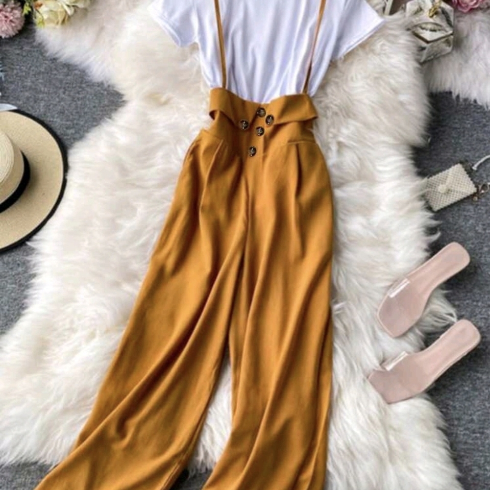 Stylish Mustard High-Waist Jumpsuit